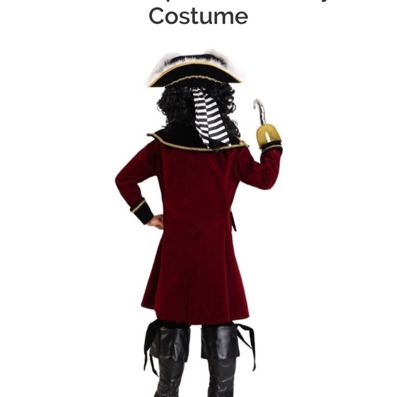Deluxe Captain Hook Boys Costume - Burgundy and Black - Picture 2 of 3